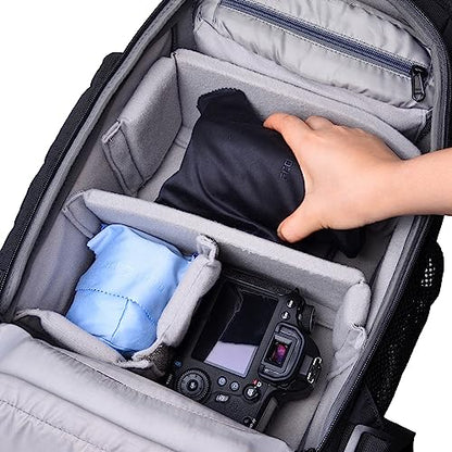 Eco-Fused Camera Lens Pouches - Microfiber Lens Cloth Bag - 4 Pack - Soft Camera Wraps for Multi-Sized Lenses and Accessories - Camera Bag Inserts - Home Travel Photography (Black/Gray/Blue)