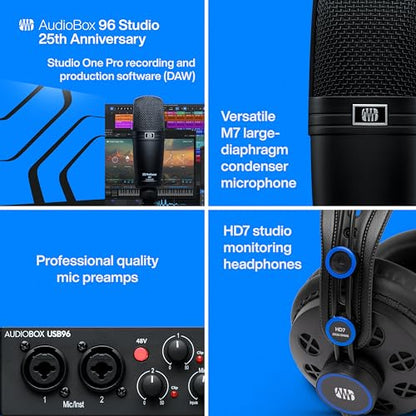 PreSonus AudioBox USB 96 25th Anniversary Studio Recording Package - size: AudioBox USB 96 + Mic + Headphones