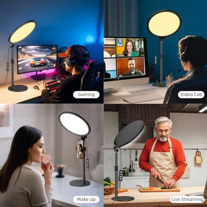 Anautin 10.5in LED Desk Ring Light, Video Conference Lighting for Zoom Meeting/Video Calls, Live Stream, Home Office, Computer Lighting for Webcam, Online Classes, Professional Streaming