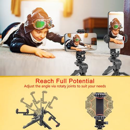 Zeadio Phone Tripod Stabilizer Grip, Smartphone Handheld Portable Selfie Stick Desktop Tabletop Stand Mount Holder for All Smartphones
