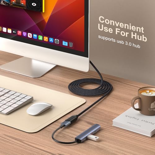 USB 3.0 Extension Cable, 4Pack [6ft] USB A Male to Female Braided Extender Cord 5Gbps Fast Data Transfer for Hard Drive, Keyboard, Mouse, Webcam, USB Flash Drive, Printer - Black
