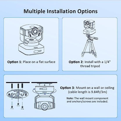 NexiGo Zoom Certified, N990 (Gen 2) 4K PTZ Webcam, Video Conference Camera System with 5X Digital Zoom, Sony_Starvis Sensor, Position Preset, Dual Stereo Mics, 3.5mm Audio Jacks for External Mics - style: PTZ Webcam 4K