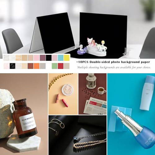 15PCS Black Velvet Flocked Product Photography Backdrops Board with 2PCS LED Lighting Kit Anti-Glare Photo Backdrop for Small Product Food Jewelry Cosmetic. (16x11.5in)