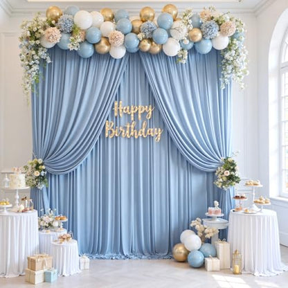 10ftx12ft Wrinkle Free Dusty Blue Backdrop Curtain, 2 Panels 12FT Height Wedding Backdrop Drapes, Silky Polyester Back Drop Cloth for Birthday Photography Background Party Backdrop Draping - color: Dusty Blue, size: (W)5ft x (H)12ft (2 Panel)