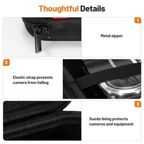 Cwatcun Carrying & Protective Case for Digital Camera with 2 Carrying Ways, Hardshell Lightweight Small Camera Sling Case Compatible with KODAK PIXPRO/Canon PowerShot/Sony DSCW800 DSCW830 - color: Black03