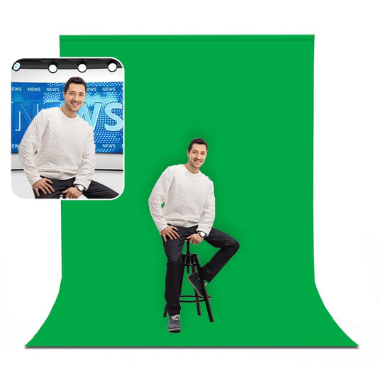 BEIYANG 8 Ft x 10 Ft Photography Backdrop Green Screen, Green Background Fabric Wrinkle Resistance, Greenscreen Photo Background for Chromakey Photo Studio Video Shooting - color: Green, size: 8x10ft