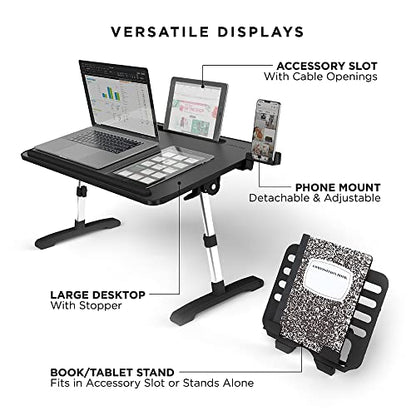 Limitless TotalDesk Portable Modern Workstation and Lap Desk with Adjustable Height & Tilt (Charcoal) - color: Charcoal