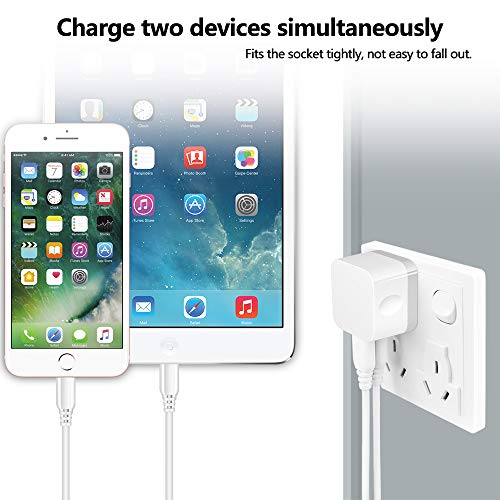 Dual USB Wall Charger, 2Pack 2.4A Double USB Wall Plug iPhone Fast Charger Block Box Brick Adapter for iPhone 17 16 15 14 13 12 Pro Max XS X 8 Plus, Samsung Galaxy S26 S25 S24 A17 A56 A16 A15 Note20 - color: white#