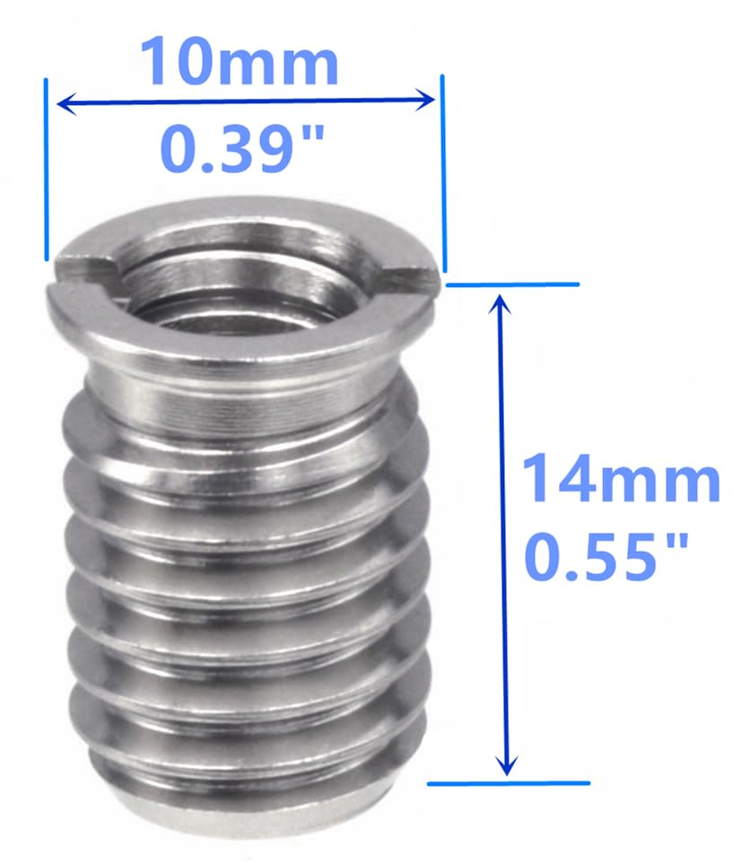 Stainless Steel 1/4"-20 Female to 3/8"-16 Male Convert Screw Adapter (4pcs, 14mm) - color: 4pcs, size: 14mm