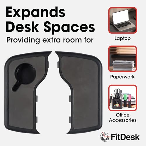 FitDesk Clamp-On Extender for 3.0 Exercise Bike & Standing Desk, Adjustable Laptop Stand, Bike Desk Attachment with Mousepad, Cup Holder & Tray, Fits Up to 17" Laptop, Treadmill Tray