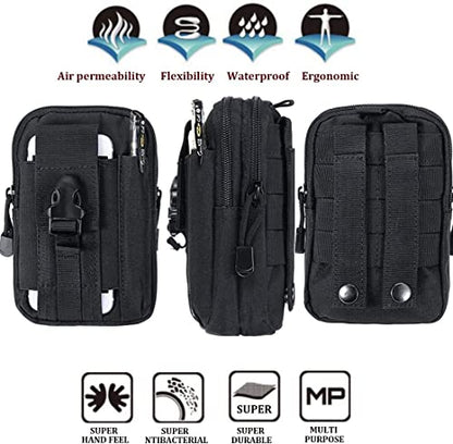 Belt Pouch, Tactical Molle Phone Pouch EDC Utility Pouches Waist Bag, Small Cell Phone Holster Gear Tool Gadget Pocket for Men - color: Shoulder Strap-Black