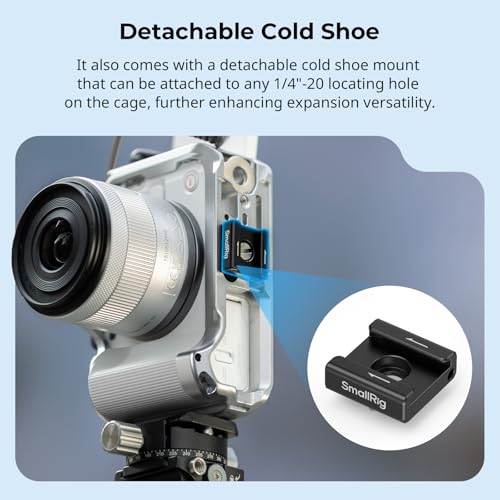 SmallRig R50 V Camera Cage for Canon R50V, Built-in Ergonomic Silicone Grip, QR Plate for Arca, 1/4"-20 Threaded Hole, 3/8"-16 Holes for ARRI, Cold Shoe, QD Sockets, Vertical Shooting(Silver)-5428 - color: Silver