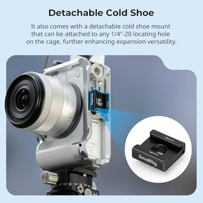 SmallRig R50 V Camera Cage for Canon R50V, Built-in Ergonomic Silicone Grip, QR Plate for Arca, 1/4"-20 Threaded Hole, 3/8"-16 Holes for ARRI, Cold Shoe, QD Sockets, Vertical Shooting(Silver)-5428 - color: Silver