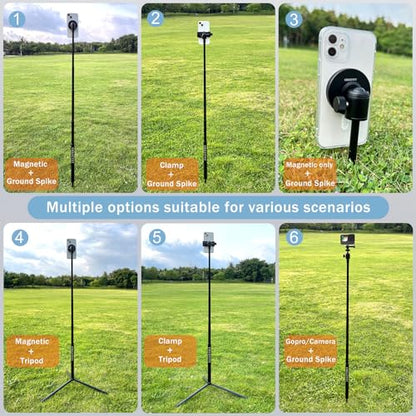 Monopod and Tripod Selfie Stick to Record Golf Swing - Multi Functional Phone Holder with Magnetic and Phone Holder - Golf Training Aid - Compatible with All iPhone Android Phone