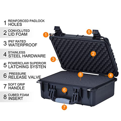MEIJIA Portable All Weather Waterproof Camera Case With Foam,Fit Use of Drones,Camera,Equipments,Pistols,15.98x12.99x6.85inches - color: Elegant Black
