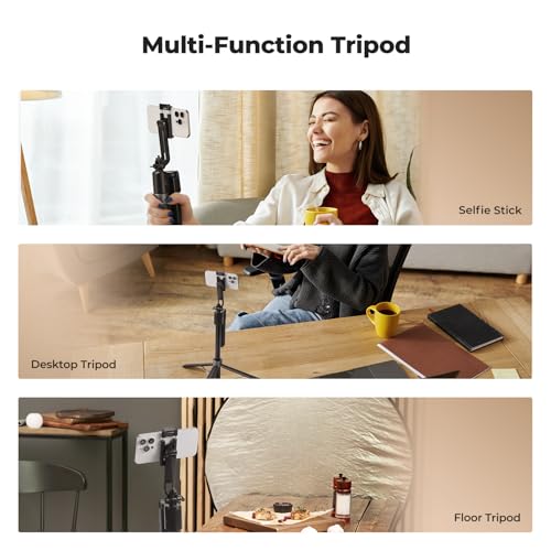 K&F CONCEPT 71“ Face Tracking Tripod, Auto Face Tracking Selfie Stick, Auto Face Tracking Tripod 360 Totation with Stand, Gesture Control, Remote Control, Compatible with iPhone Android Pocket 4/3 - style: Without Fill Light