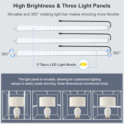 PULUZ 32"x32" Large Photo Studio Light Box, 90W 14000LM High CRI95+ Lighting with 4 Backdrops 3 Stepless Dimming LED Panels & Carry Bag Professional Shooting Tent for Product Photography - size: 32 Inch