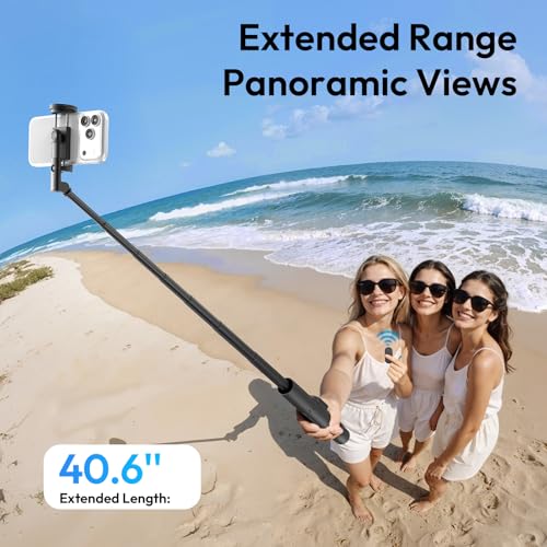 ULANZI Phone Tripod, SK26 40" Portable Selfie Stick for iPhone, 2 in 1 Adjustable Tripod with Bluetooth Remote Cold Shoe Mount, Portable Phone Stand Lightweight for Travel Photo Video Stream Vlog - size: 40"-Phone Clamp