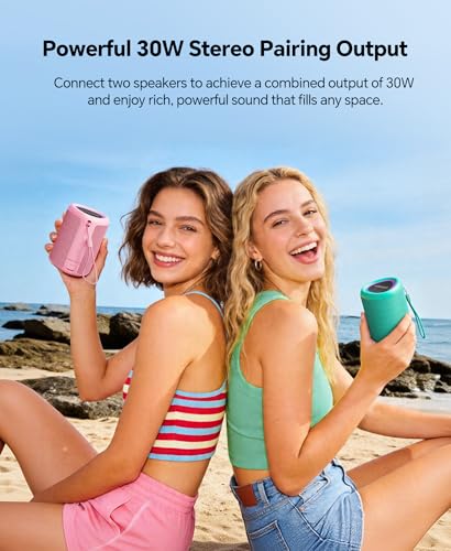 Portable Bluetooth Speaker Beach Essentials: Powerful Crystal Clear Sound/Dynamic Light/IPX5 Waterproof/All Day Playtime/Wireless BT 5.3/TWS Paring, Dad Gifts, Outdoor|Travel|Camping|Pool Accessories - color: Teal