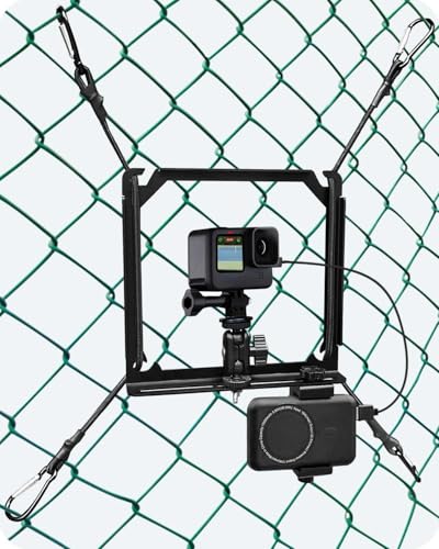 Phone Fence Mount, Fence Phones Holder for iPhone, Phones, Mevo Start and Other Action Cameras, for Recording Baseball, Football, Rugby, Softball, Hockey and Tennis Games (N2 Black) - style: Elastic foundation fence mount