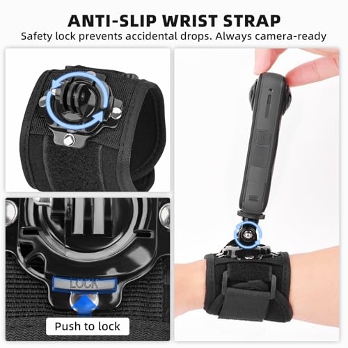 BRDRC Accessories Kit for Insta 360 X5 X4 Air, Chest Mount Head Strap Harness Backpack Clip Holder Wrist Strap, 360°Rotating Adapter + Quick Release for Insta360 One X5 X4 X3 X Camera Accessory Bundle
