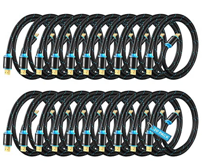 Maximm Hdmi Cable 4K 1 Ft, 20 Pack, Braided, 18Gbps, Hdmi 2.0, Gold-Plated - color: 20 Pack, size: 1 Foot