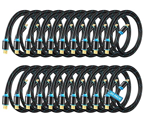 Maximm Hdmi Cable 4K 1 Ft, 20 Pack, Braided, 18Gbps, Hdmi 2.0, Gold-Plated - color: 20 Pack, size: 1 Foot