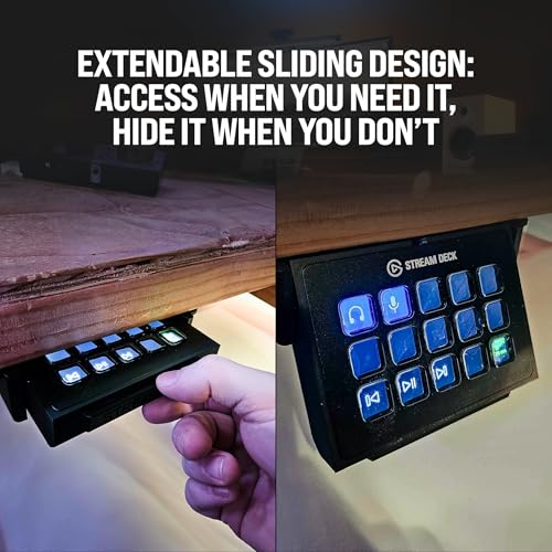 Under Desk Stream Deck Mount for Streaming Setup - Live Streaming & Gaming Equipment for MK1 & MK2 Controller Holder with 4 Screws, Content Creators, Streamers & Gamers' Desk Must-Haves - White - color: White
