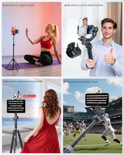 Metal Dual Device Tablet & Phone Holder Tripod Mount Adapter Set for Live Streaming and Teleprompter - Compatible with Tripods, Monopods, Selfie Sticks, Heads, Gimbals and Stabilizers - size: holder only