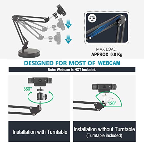 Webcam Stand,Camera Mount 22 Inch Suspension Boom Scissor Arm Stand,for Webcam C925e C922x C922 C930e C930 C920 C615,Hero 8/7/6/5,Ultra/Pro/Pro 2/Pro 3/Brio 4K,DSLR Camera