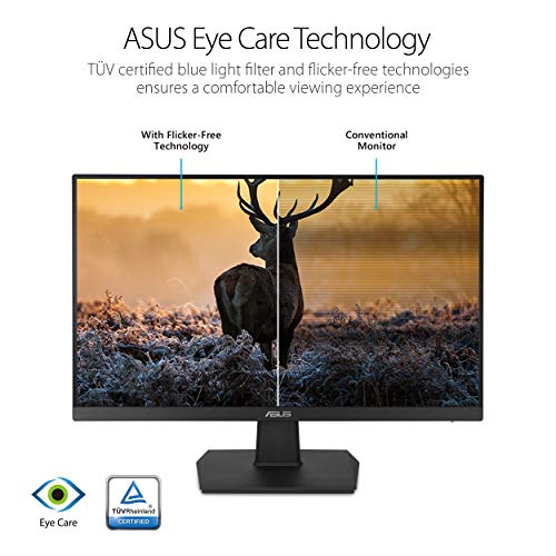 ASUS 24 Inch Desktop Monitor - 75Hz, Full HD (1920x1080), IPS, Frameless, Adaptive-Sync, Eye Care, HDMI, D-Sub DVI-D - VA24EHE - style: 75hz Frameless