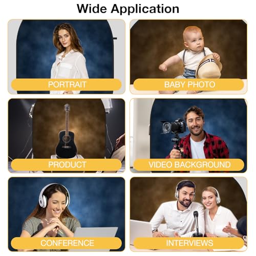 Kate Collapsible Backdrop for Photography Dark Blue&Brown Pop Up Photo Backdrops Portable Background for Portrait, Live Streaming, 5x6.5ft