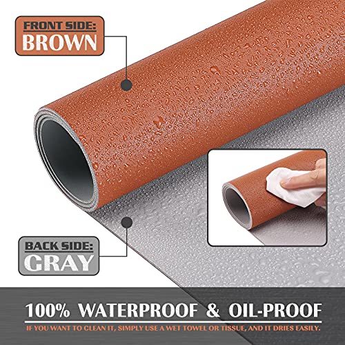 K KNODEL Small Office Leather Desk Mat, Mouse and Keyboard Pad, Computer and Laptop Mat, Desktop Protector and Cover, Writing Pad and Blotter (23.6"x13.8", Brown) - color: Brown, size: 23.6" x 13.8"