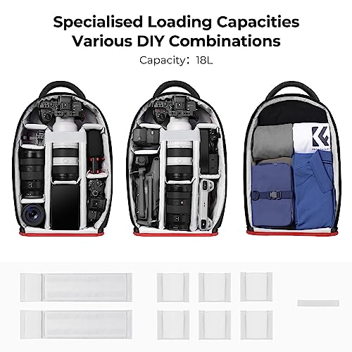 K&F CONCEPT Camera Backpack for Photographers Large Waterproof Photography Camera Bag with Laptop/Tripod Compartment for Men Women Black Red - style: Formal