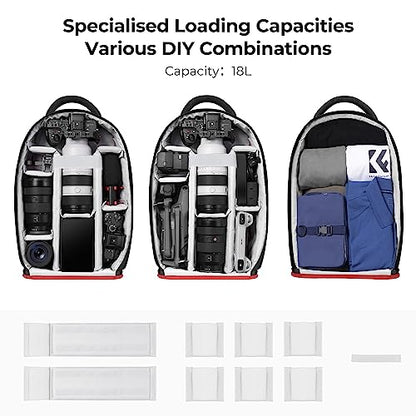 K&F CONCEPT Camera Backpack for Photographers Large Waterproof Photography Camera Bag with Laptop/Tripod Compartment for Men Women Black Red - style: Formal
