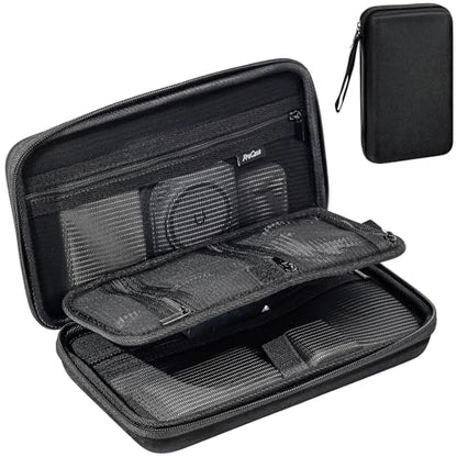 ProCase Large Hard Travel Electronic Organizer Case for MacBook Power Adapter Chargers Cables Tech Organizer Hard Drive USB Flash Disk SD Card Portable Electronics Accessories Bag -Black