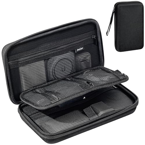 ProCase Large Hard Travel Electronic Organizer Case for MacBook Power Adapter Chargers Cables Tech Organizer Hard Drive USB Flash Disk SD Card Portable Electronics Accessories Bag -Black