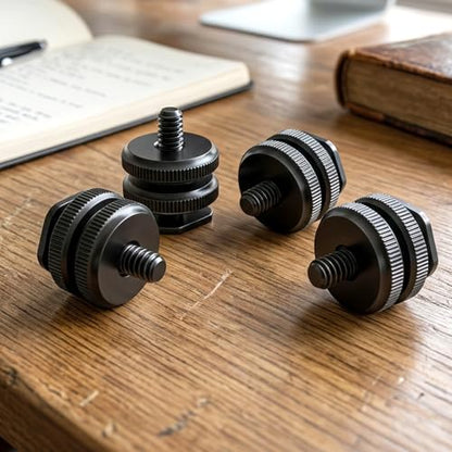 4 Pack Camera Hot Shoe Mount to 1/4"-20 Thread Tripod Screw Adapter Flash Cold Shoe Mount Bracket for DSLR Camera Cage Rig LED Monitor Microphone Etc