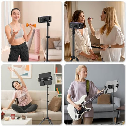 XXZU 72in Tablet Floor Stand Tripod,Tablet Stand Floor with 360° Ball Head,Height Adjustable Floor Stand Holder with Case,Sheet Music Stand for iPad/iPhone/Kindle and All 4.7-13” Devices