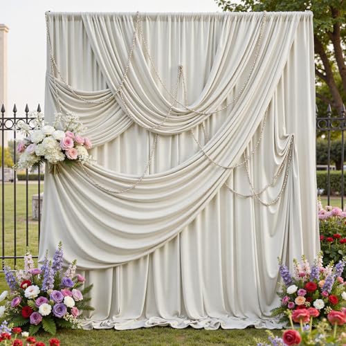 10ftx12ft Wrinkle Free Champagne Backdrop Curtain,2 Panels 12FT Height Wedding Backdrop Drapes,Silky Polyester Back Drop Cloth for Birthday Photography Background Party Backdrop Draping - color: Champagne, size: (W)5ft x (H)12ft (2 Panel)