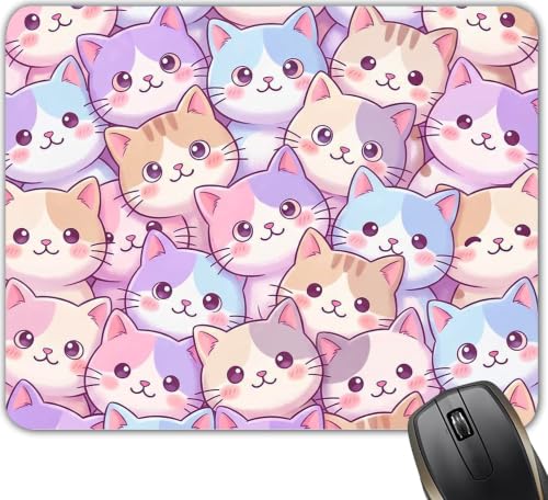 Colorful Cute Cat Lovers Gifts Mouse Mat, Waterproof Non Slip Rubber Base Mouse Pad for Office Laptop, 9.5x7.9x0.12 Inch - color: Cute Cats