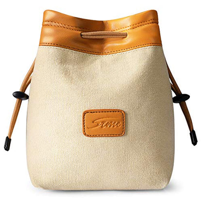 S-ZONE Soft Camera Bag DSLR Insert Handbag Drawstring Lens Case | Water-resistant Canvas, Drawstring closure, Dust-proof, Scratch-resistant, Compatible with Canon Nikon Sony - color: Brown, size: Small
