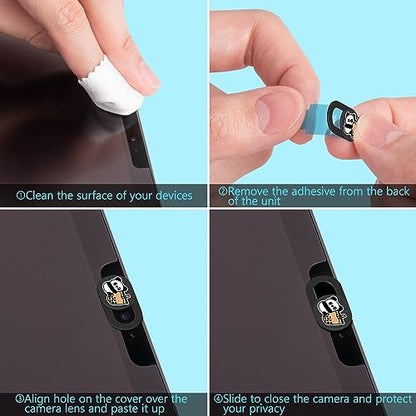 Webcam Cover, 0.02 inch Panda Laptop Camera Cover, Cute Accessories for Laptop PC iPhone iPad iMac MacBook Pro Air Computer Smartphone Tablet, Camera Cover Slide Protect Your Personal Privacy - color: Milk Tea Panda-Black