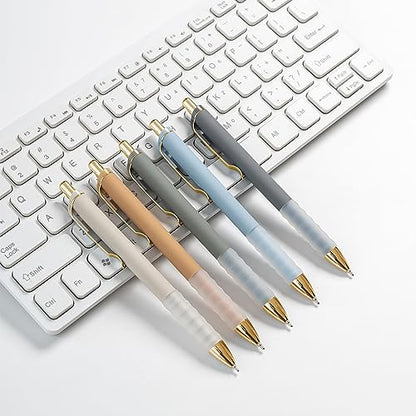 Linbsunne Ballpoint Pens Black Medium Point 1mm Pen with Super Soft Grip Ball Point Pen for Men Women Retractable Pens (gold-12 pcs) - color: gold-12 pcs