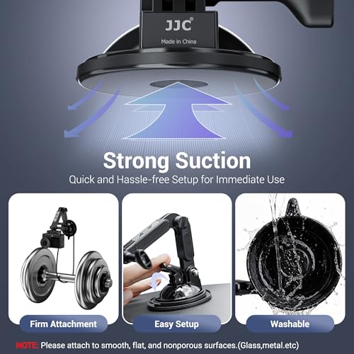 JJC Suction Cup Mount with Extension Arm for DJI Osmo Nano Action 5 Pro 4 3 Action Camera, Strong Stable Suction Cup Base Compatible with Gopro Hero 13 12 11 10, for Insta360 Ace Pro 2 Car Mount - color: Suction Mount w. Extension Arm