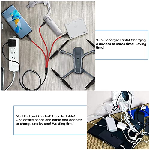 USB C Charger for DJI Osmo Mobile 7P 6 OM 6 5 4 SE/RS 2 3 Mini Stabilizers and Pocket 3 2 Action Cameras, 3-in-1 Type-C Charging Cable with 18W Fast-Charge Adapter Accessories, 4ft