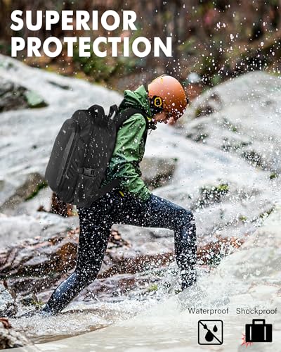 PEKREWS Mini 4 Pro Case, Mini 3/4 Pro Waterproof Hard Carrying Case, Large Drone Bag Fits 15.6 Inch Laptop, Travel Backpack for DJI RC 2/RC/N3/N2/N1 Controller, Fly More Combo and Drone Accessories - color: Black