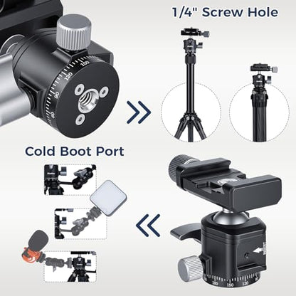 Tripod Ball Head,Mini Ball Head Mount with 170g Lightweight, 360° Rotation, 5kg Load & Cold Shoe Port for Tripods, Monopods, Sliding Cameras & Outdoor Photography - style: MI-2