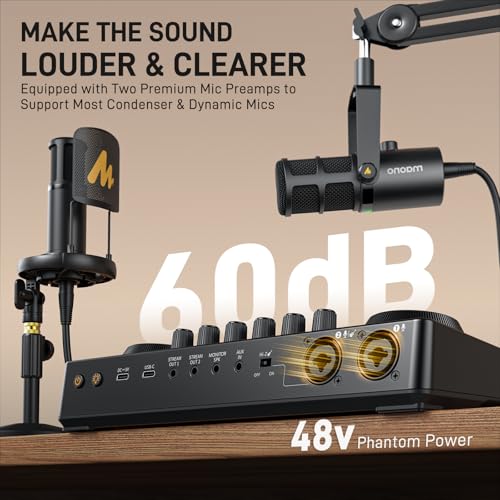 MAONO Podcast Equipment Bundle: Audio Interface mixer with Dual XLR Input for Podcast Streaming - MaonoCaster E2 Gen2