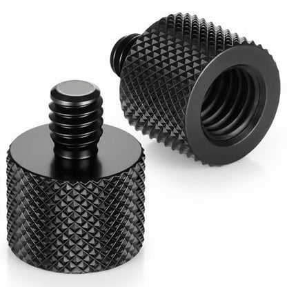 Skrfren Threaded Tripod Screw Adapter, 1/4 to 3/8 Double Male | Standard Mounting Thread Converter, Aluminum Alloy Camera Cage Mount for Light Stand, Monopod, Shoulder Rig, Tripod Head